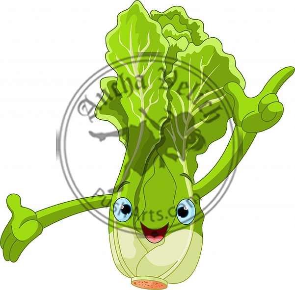 Lettuce Character Presenting Something