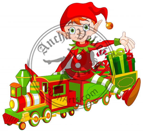 Christmas Elf and Toy Train