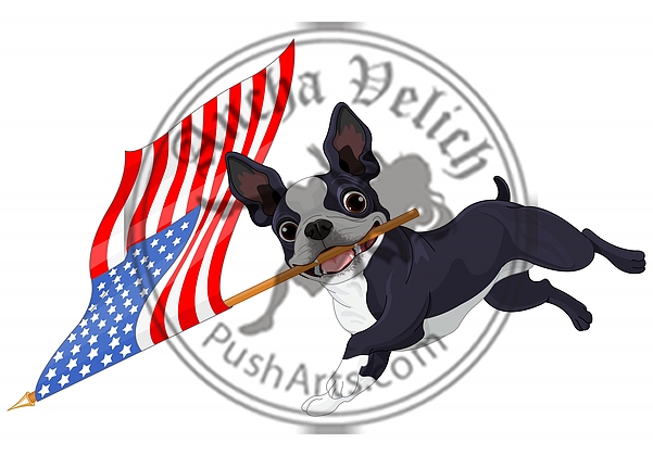 Boston Terrier Running Flag Boston Terrier Running Flag