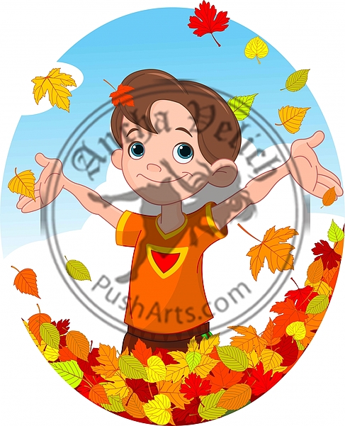 Boy and Leaves