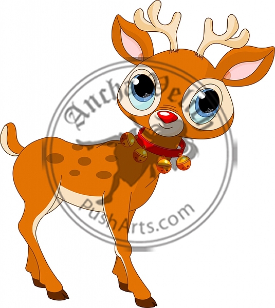 Beautiful cartoon reindeer Rudolf