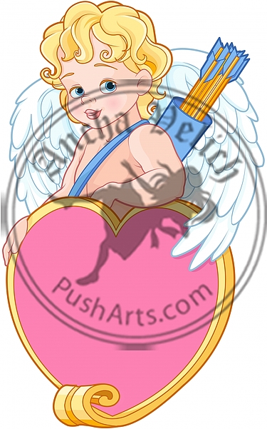 Cupid with Bow and Arrow Holds Heard