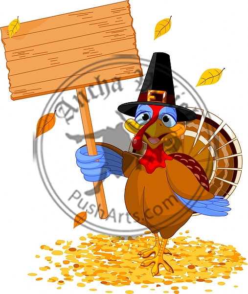 Thanksgiving turkey holding sign