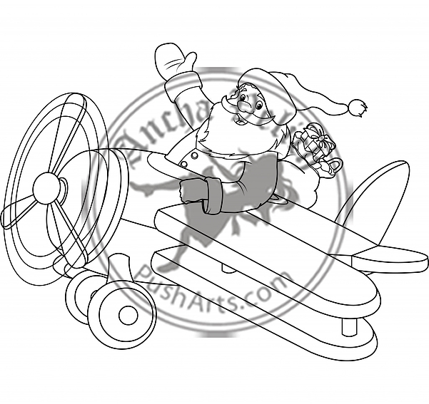 Santa on the Plane coloring page