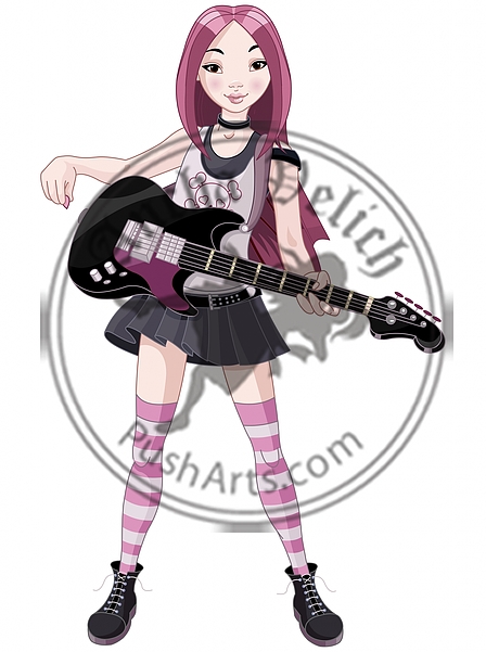 Rock Star Girl Playing Guitar