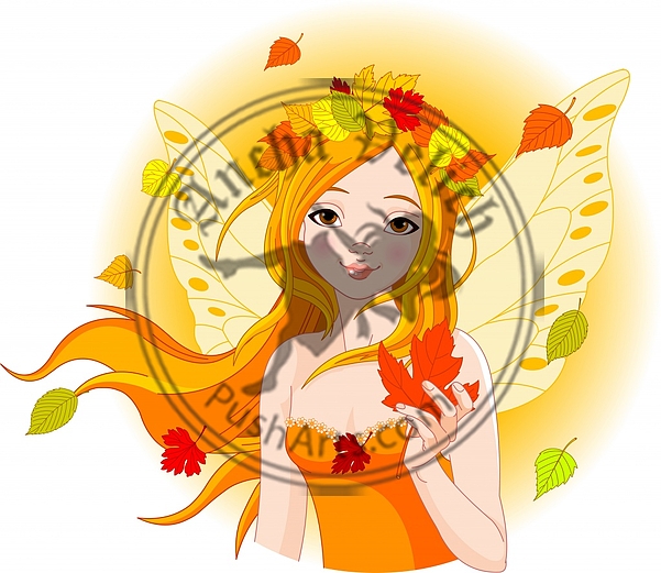 Autumn fairy with leaf