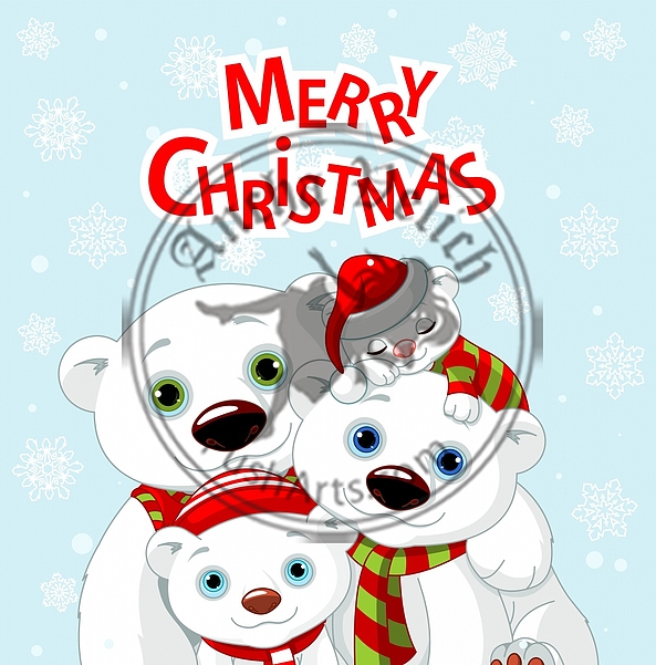 Christmas bear family greeting card