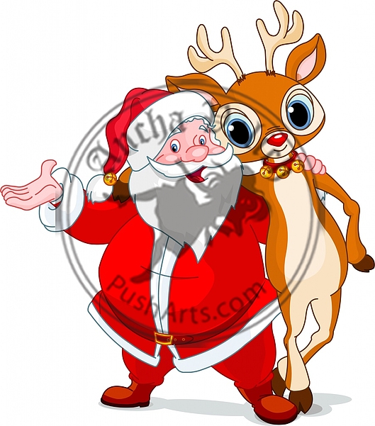 Santa and his reindeer Rudolf