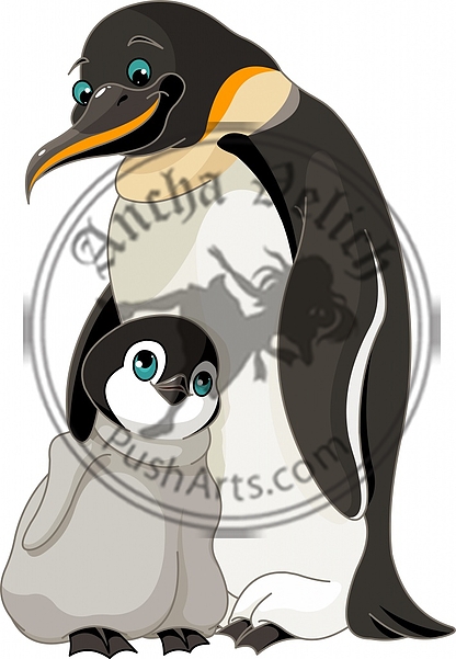 Emperor Penguin With Chick