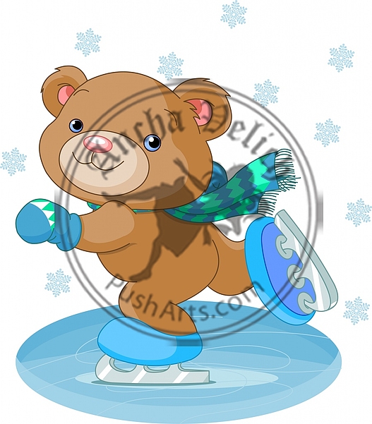 Cute bear on ice skates
