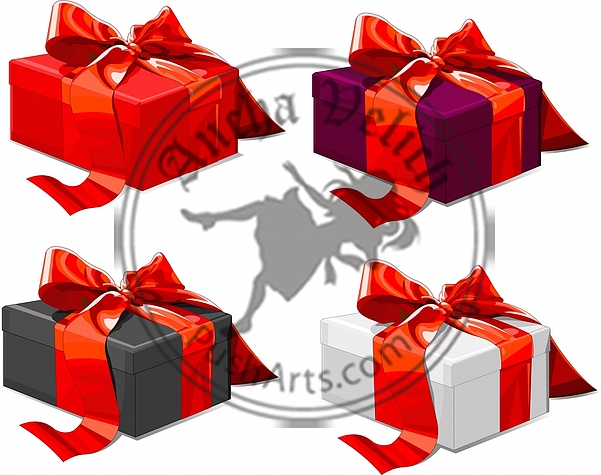 Red bow gift boxes