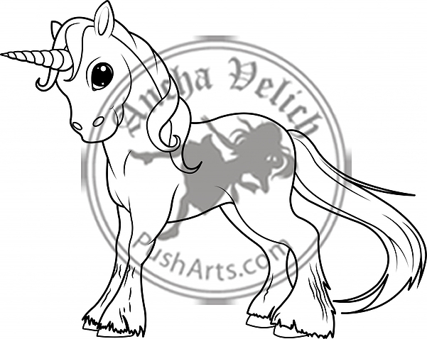 Standing unicorn coloring page