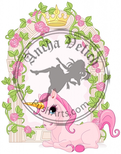 Fairy tale frame with unicorn