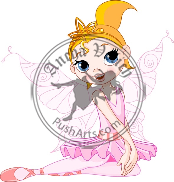 Cute fairy ballerina sitting