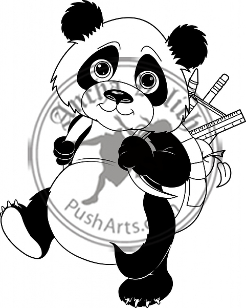 Cute panda go to school