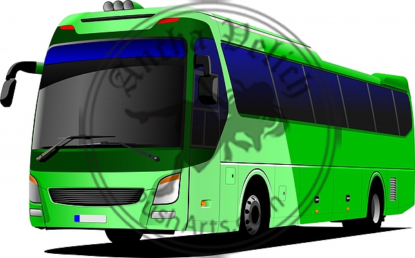 Green tourist bus. Coach. Vector illustration