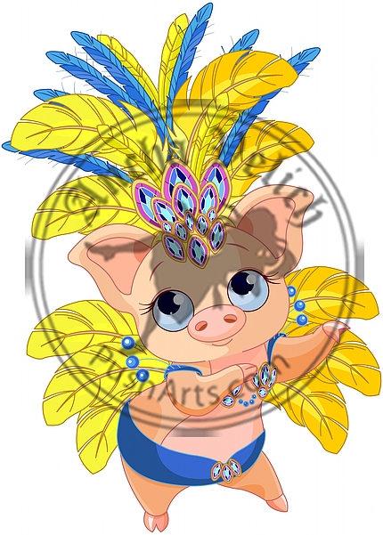 Cute Samba Dancer Pig