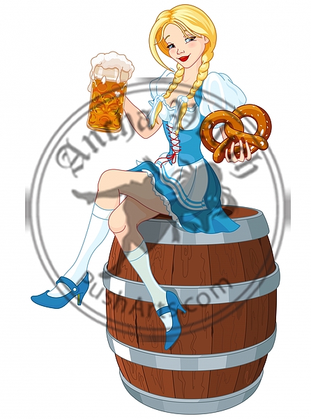 Oktoberfest Girl on the Keg