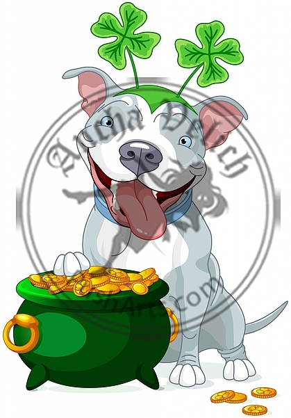 Pit bull celebrates Saint Patrick Day