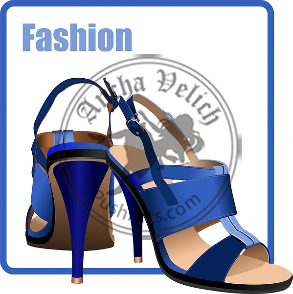 Fashion woman blue shoes poster