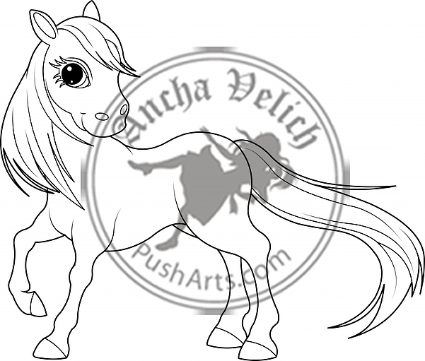 Beautiful horse. Coloring page