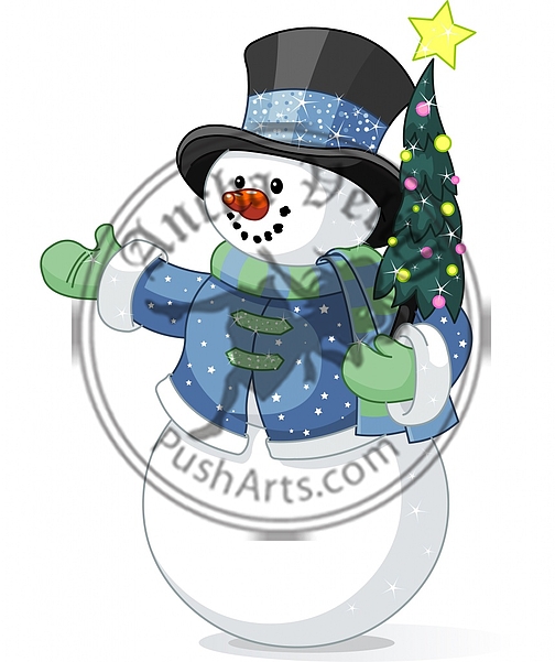 Snowman with Christmas tree