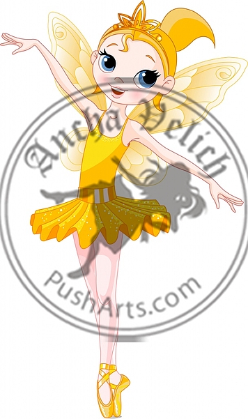 (Rainbow colors ballerinas series). Yellow Ballerina