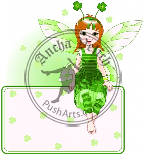 Little cute fairy place card for St. Patrick Day Little cute fairy place card for St. Patrick Day