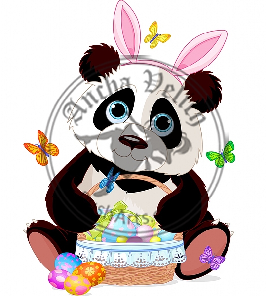 Cute Panda with Easter basket