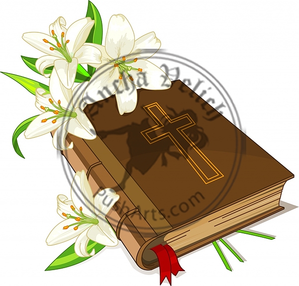 Bible and lily flowers