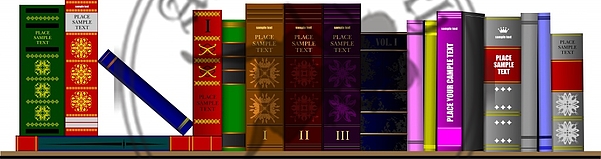 Bookshelf library with books. Vector illustration