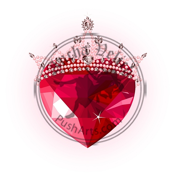 Crystal heart with crown