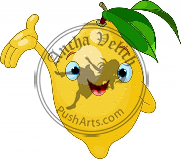 Cheerful Cartoon Lemon character