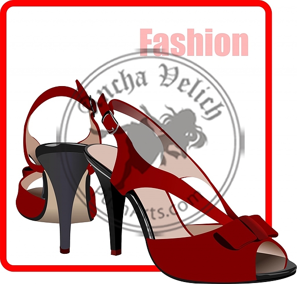 Fashion woman red shoes poster