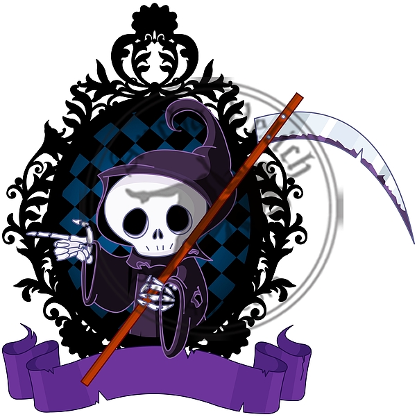 Cartoon Grim Reaper Pointing