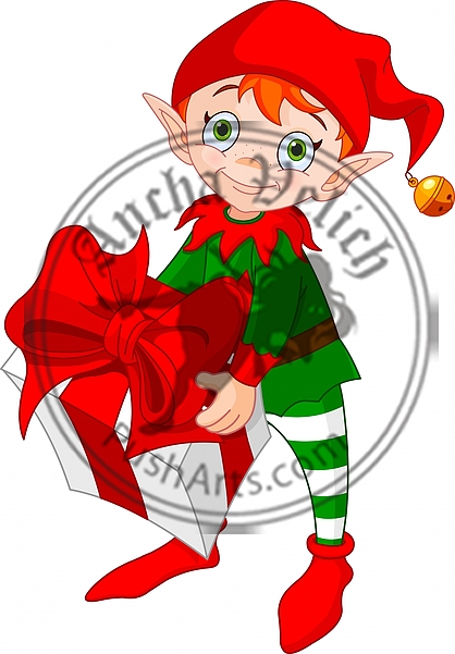 Christmas Elf with Gift