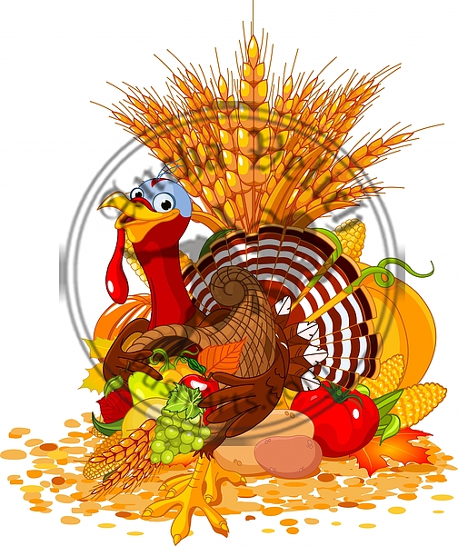 Cute Turkey with Сcornucopia Cute Turkey with Сcornucopia