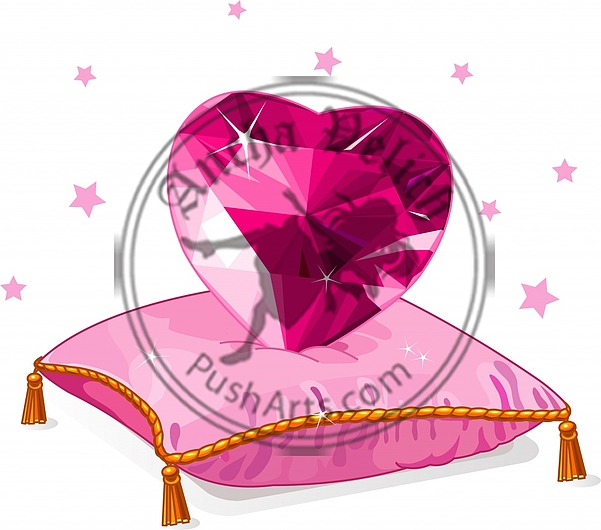 Love heart on the pink pillow