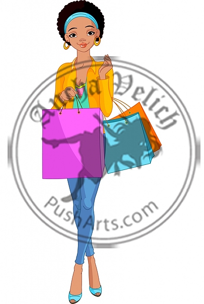 African Girl with shopping bags