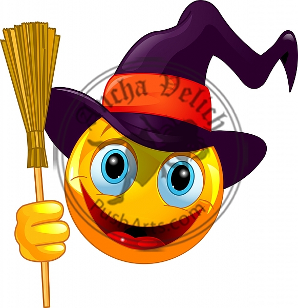 Emoticon with witch hat