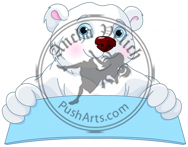 Polar Bear Holding a Sign