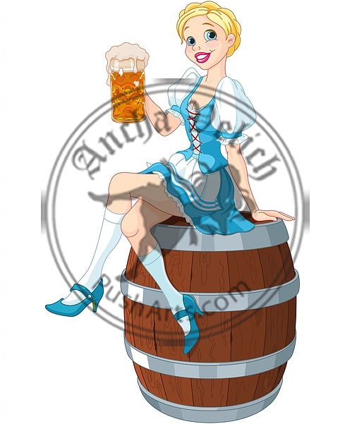 Oktoberfest girl on the keg