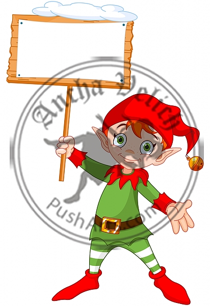 Christmas Elf with Sign