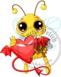 Cute Bee Holding Devil Heart