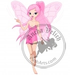 Cute pink fairy pointing