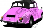 Pink vintage  car cabriolet on the road