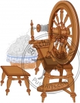 Shepherd Spinning Wheel and Chair