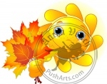 Sun with autumn leaves