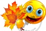 Emoticon with autumn leaves