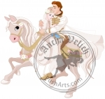 Cinderella and Prince Riding a Horse after wedding